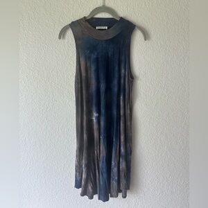 Ginger G Tie Dye Sleeveless Dress – Navy Gray – Size M